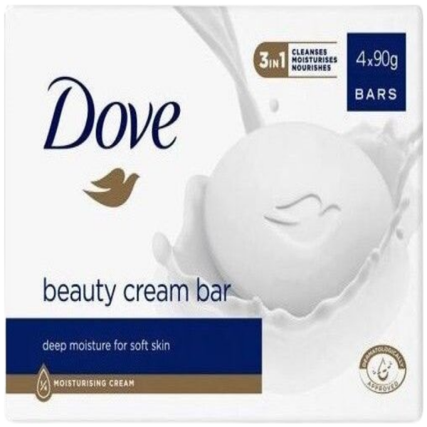 Dove Moist Cream Bar Beauty/Bath Soap - 4x90g Bars