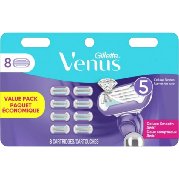 Venus Gillette Venus Deluxe Smooth Swirl Women’s Razor Blade Refills, 8 Count